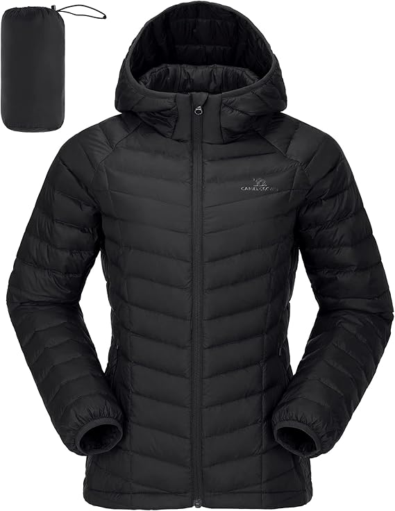 Women's Down Jacket with Hood Winter Lightweight Short Puffer Coats Packable Warm Windproof Women's Parka