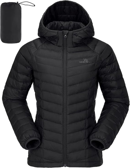 Women's Down Jacket with Hood Winter Lightweight Short Puffer Coats Packable Warm Windproof Women's Parka